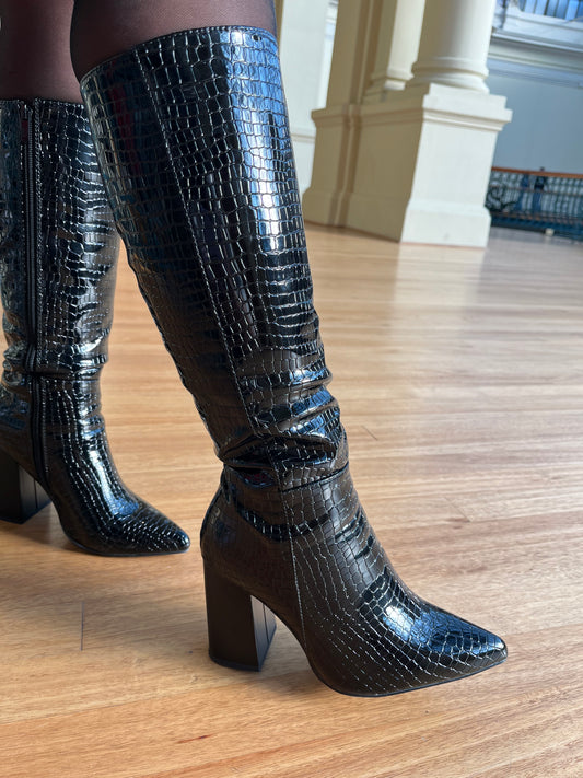 Croco Boots Black